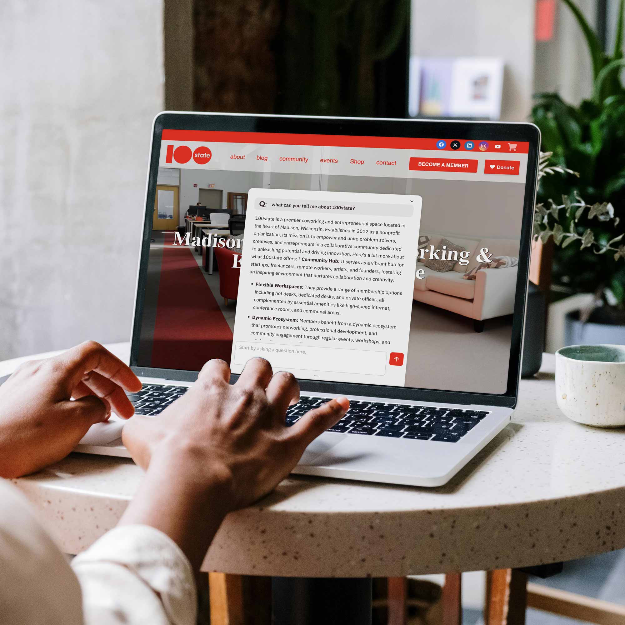 Smart Chat answering a website visitor in the brand's own voice